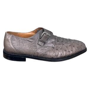 Vintage Aventura Men’s Ostrich Grey Leather Monk Strap Dress Shoe Size 10.5